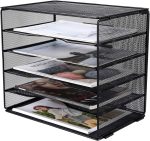 EasyPAG Desk Organizers and Accessories 5 Slot Desktop File Organizer Letter Sorter Literature Paper Tray | Screws Free Design,Black - Image 2